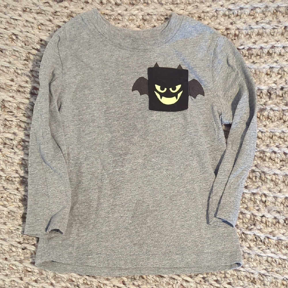 Jumping Beans Heather Gray Long Sleeve Tee with Bat Graphic